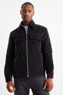 Sztruksowa kurtka koszulowa - relaxed fit - kołnierzyk kent