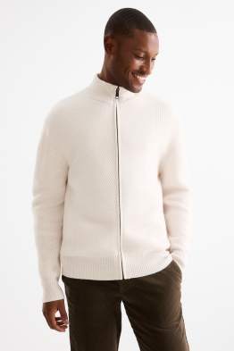 Cardigan tricotat cu conținut de cașmir - amestec de lână - reiat