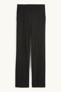 Pantalon en jersey - mid waist - jambe large - fines rayures