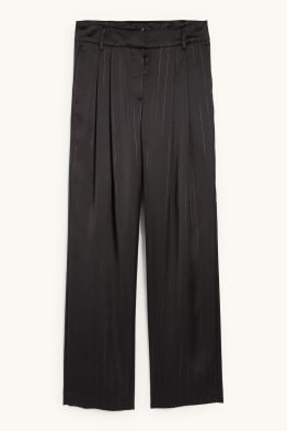 Pantalon en satin - mid waist - jambe large - fines rayures
