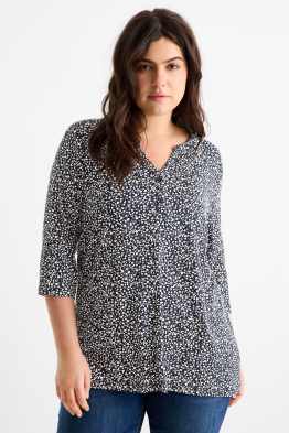 T-Shirt mit V-Ausschnitt - geblümt