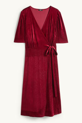 Robe portefeuille en velours - Straight Fit