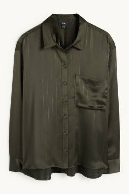 Satin-Bluse - Nadelstreifen