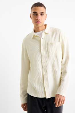 Chemise - relaxed fit - col kent - finition côtelée