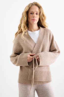 Cardigan with cashmere content - wool blend