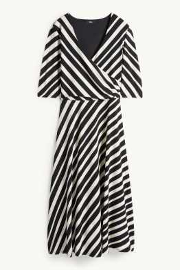 Kleid mit V-Ausschnitt - Straight Fit - gestreift