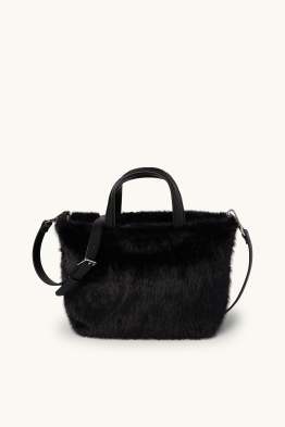 Kleiner Kunstfell-Shopper mit abnehmbarem Taschengurt