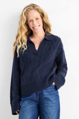 Pullover mit V-Ausschnitt und Kaschmir-Anteil - Woll-Mix