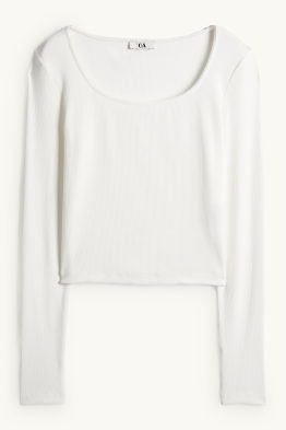 Crop Langarmshirt - Slim Fit - gerippt