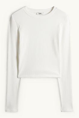 Crop Langarmshirt - Slim Fit - gerippt