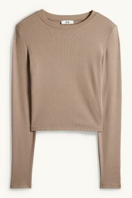 Cropped long sleeve top - slim fit - ribbed