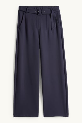 Jersey-Hose mit Gürtel - High Waist - Wide Leg