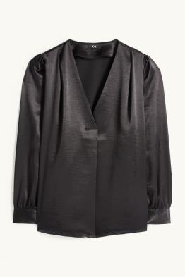 Satin-Bluse mit V-Ausschnitt