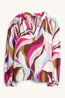 Bluse mit V-Ausschnitt - gemustert