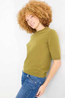 Knitted cashmere jumper - short sleeve