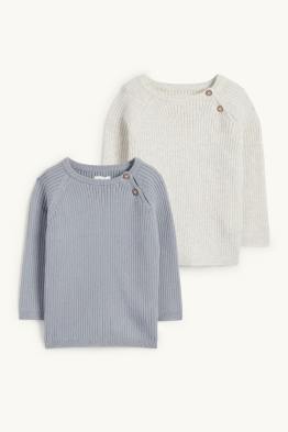 Lot de 2 - pull pour bébé - finition côtelée
