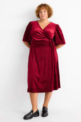 Robe portefeuille en velours - Straight Fit