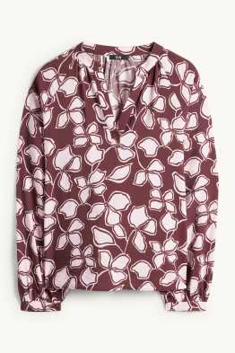 Bluse mit V-Ausschnitt - geblümt