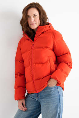 Prošívaná bunda s kapucí - z vodoodpudivého materiálu