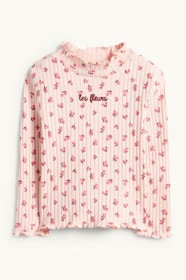 Longsleeve - geribd - gebloemd