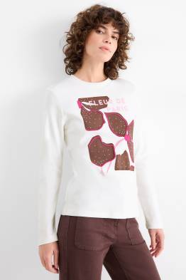 Langarmshirt mit Strasssteinen - Regular Fit