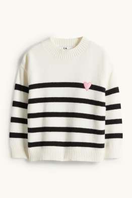 Motivo cuore - maglione - a righe