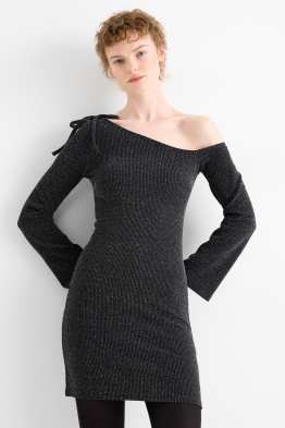 Figurbetontes Kleid - gerippt - glänzend