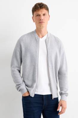 Strickjacke - gerippt - strukturiert
