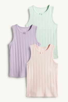 Confezione da 3 - fiore - canotta Pointelle