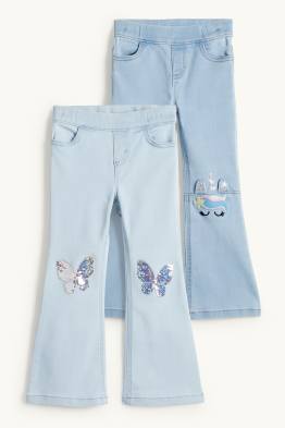 Lot de 2 - papillons et licornes - flared jeans