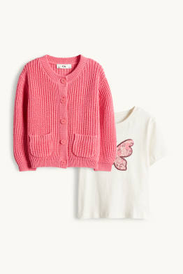 Papillon - ensemble - haut à manches longues et gilet en maille