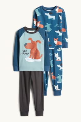 Multipack 2er - Hunde - Fleece-Pyjama - 4 teilig