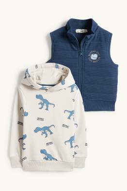 Dinosaurios - conjunto - sudadera con capucha y chaleco acolchado - 2 prendas
