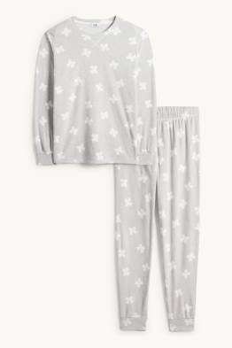 Fleece-Pyjama - 2 teilig - gemustert