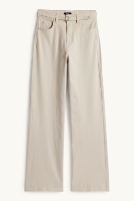 Stoffhose mit Gürtel - High Waist - Wide Leg