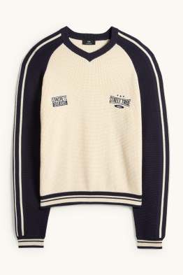 V-neck jumper - textured