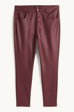 Stoffhose - High Waist - Skinny Fit - Lederimitat