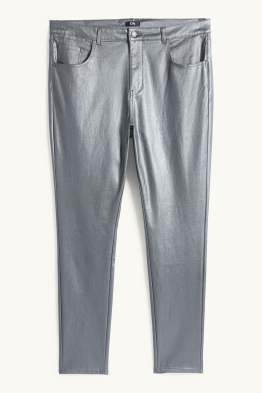 Stoffhose - High Waist - Skinny Fit - Lederimitat