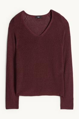 Pullover mit V-Ausschnitt - Glanz-Effekt