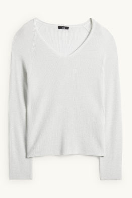Pullover mit V-Ausschnitt - Glanz-Effekt