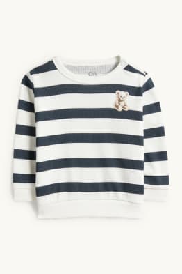 Miś - niemowlęca bluza trykotowa - w paski - z fakturą