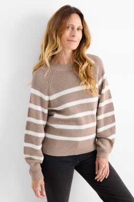 Pullover - gerippt - gestreift
