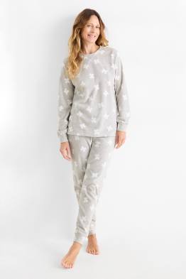 Fleece-Pyjama - 2 teilig - gemustert