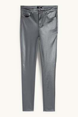 Stoffhose - High Waist - Skinny Fit - Lederimitat