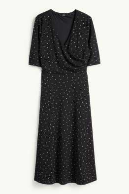Sukienka z dekoltem V - straight fit - w kropki