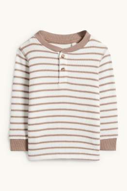 Koszulka niemowlęca z długim rękawem - w paski - z fakturą