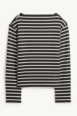 Koszulka z długim rękawem - regular fit - w paski