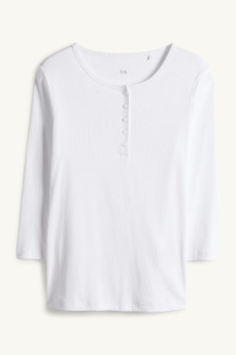 Koszulka z listwą guzikową - slim fit - w prążki