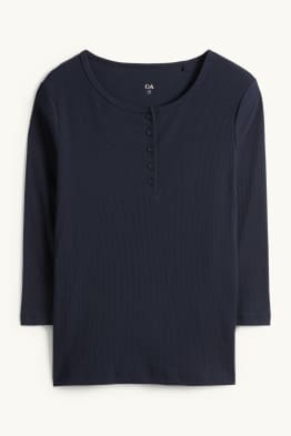 Koszulka z listwą guzikową - slim fit - w prążki