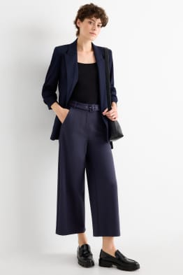 Jersey-Hose mit Gürtel - High Waist - Wide Leg